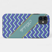 Blauw saffier Chevron patroon Case-Mate iPhone Case (Achterkant (horizontaal))