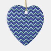 Blauw saffier Chevron patroon Keramisch Ornament (Rechts)