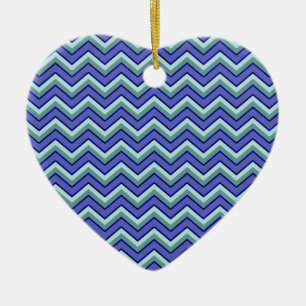 Blauw saffier Chevron patroon Keramisch Ornament