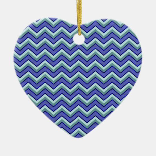 Blauw saffier Chevron patroon Keramisch Ornament (Voorkant)