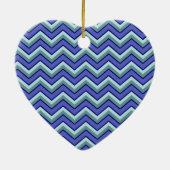 Blauw saffier Chevron patroon Keramisch Ornament (Achterkant)