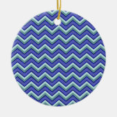 Blauw saffier Chevron patroon Keramisch Ornament (Voorkant)