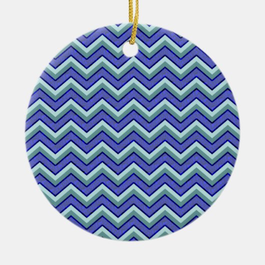 Blauw saffier Chevron patroon Keramisch Ornament (Voorkant)