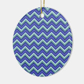 Blauw saffier Chevron patroon Keramisch Ornament (Links)