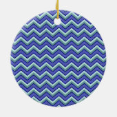 Blauw saffier Chevron patroon Keramisch Ornament (Achterkant)