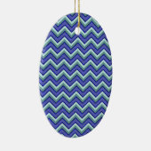 Blauw saffier Chevron patroon Keramisch Ornament (Rechts)