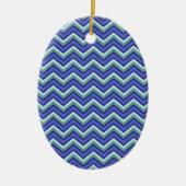 Blauw saffier Chevron patroon Keramisch Ornament (Voorkant)