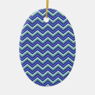 Blauw saffier Chevron patroon Keramisch Ornament
