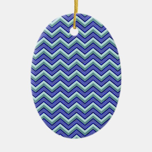 Blauw saffier Chevron patroon Keramisch Ornament (Voorkant)