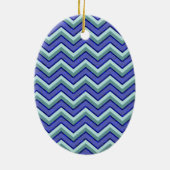 Blauw saffier Chevron patroon Keramisch Ornament (Achterkant)