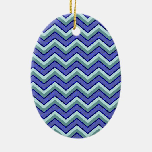 Blauw saffier Chevron patroon Keramisch Ornament (Achterkant)