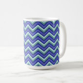 Blauw saffier Chevron patroon Koffiemok (Voorkant rechts)
