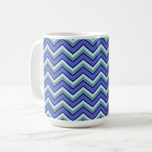 Blauw saffier Chevron patroon Koffiemok (Voorkant links)