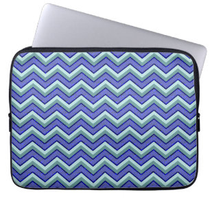 Blauw saffier Chevron patroon Laptop Sleeve