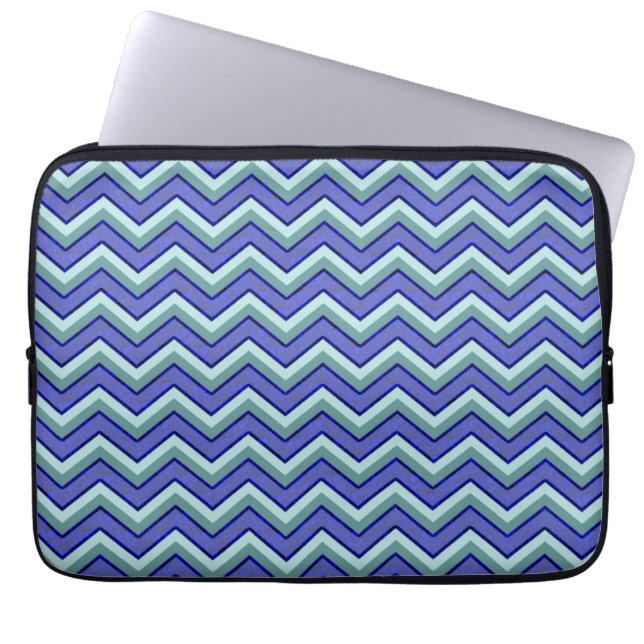 Blauw saffier Chevron patroon Laptop Sleeve (Voorkant)
