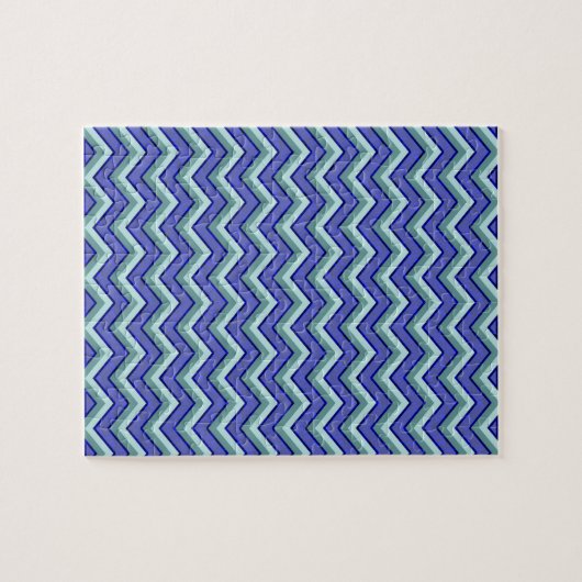 Blauw saffier Chevron patroon Legpuzzel (Horizontaal)