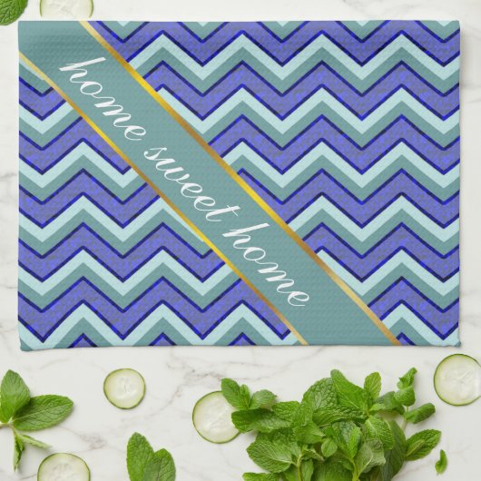 Blauw saffier Chevron patroon Theedoek (Gevouwen)