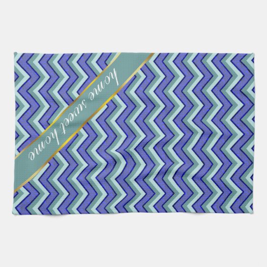 Blauw saffier Chevron patroon Theedoek (Horizontaal)