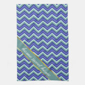 Blauw saffier Chevron patroon Theedoek (Verticaal)