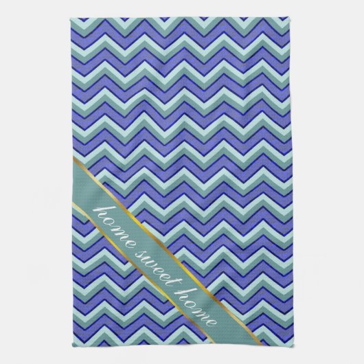 Blauw saffier Chevron patroon Theedoek (Verticaal)