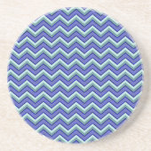 Blauw saffier Chevron patroon Zandsteen Onderzetter (Voorkant)
