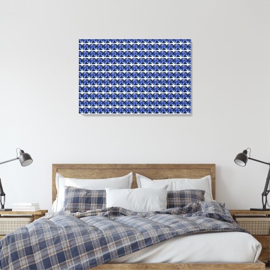 Blauw Saffier Cushion-Snede Patroon Canvas Afdruk (Insitu (Slaapkamer))