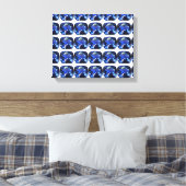 Blauw Saffier Cushion-Snede Patroon Canvas Afdruk (Insitu (Slaapkamer))