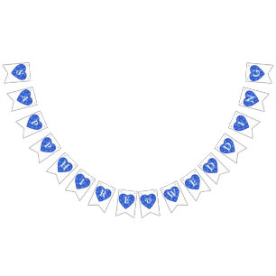 Blauw saffier hart bruiloft 45e verjaardag vlaggetjes