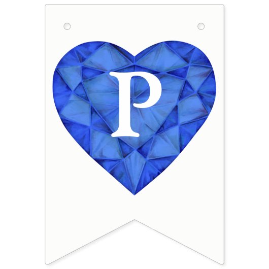 Blauw saffier hart bruiloft 45e verjaardag vlaggetjes (Derde vlag)