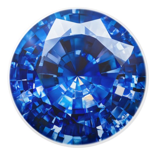 Blauw saffier kristal patroon keramische knop (Voorkant)