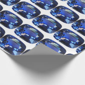 Blauw saffier kussen-cut patroon cadeaupapier (Hoek)