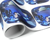 Blauw saffier kussen-cut patroon cadeaupapier (Rol Hoek)