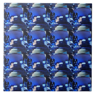 Blauw saffier kussen-cut patroon tegeltje