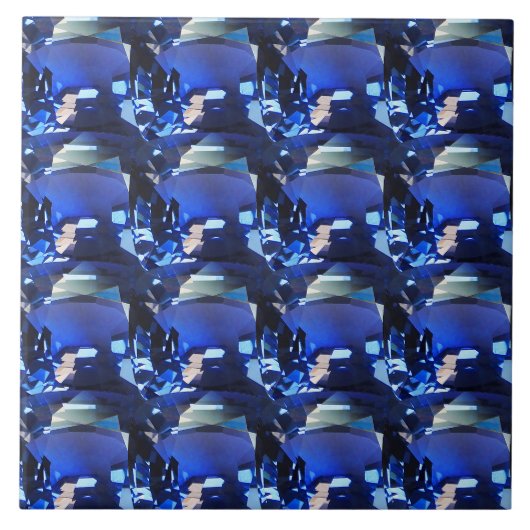 Blauw saffier kussen-cut patroon tegeltje (Voorkant)