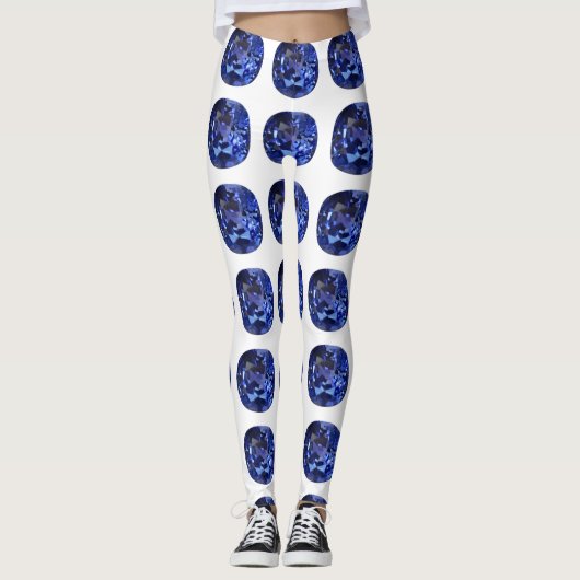 Blauw saffierpatroon ontwerp leggings (Voorkant)