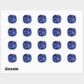 Blauw saffierpatroon ontwerp ronde sticker (Vel)