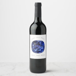 Blauw saffierpatroon ontwerp wijn etiket