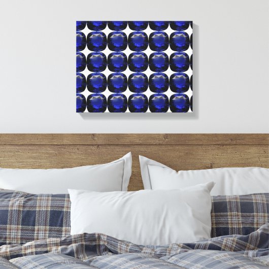 Blauw saffierpatroonontwerp canvas afdruk (Insitu (Slaapkamer))