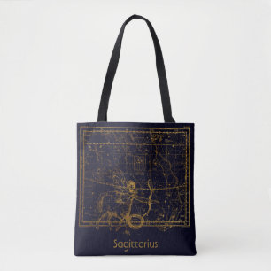  blauw Sagittarius Zodiac Astrologie teken Tote Bag