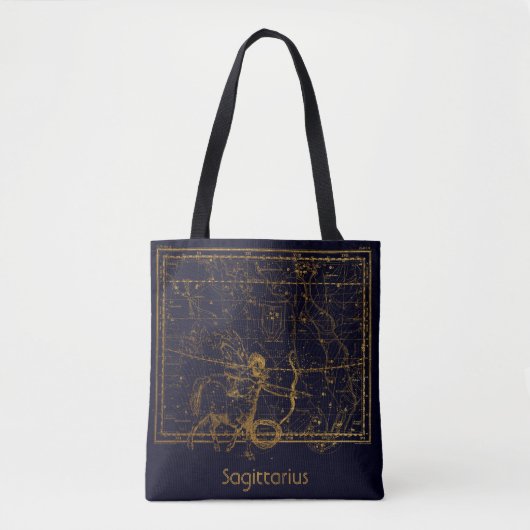  blauw Sagittarius Zodiac Astrologie teken Tote Bag (Voorkant)