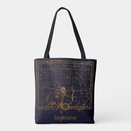 blauw Sagittarius Zodiac Astrologie teken Tote Bag (Achterkant)