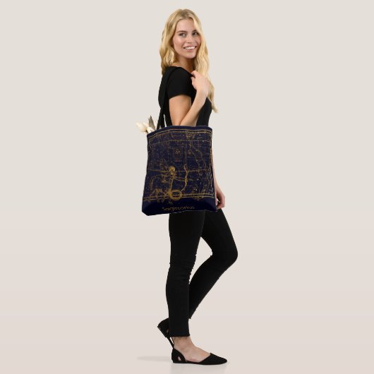  blauw Sagittarius Zodiac Astrologie teken Tote Bag (Op model)