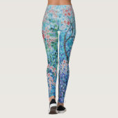 blauw sakura cherry blossom florale schilderij yog leggings (Achterkant)