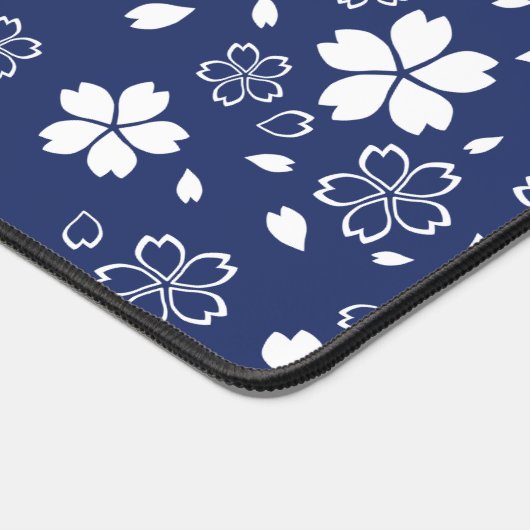 Blauw Sakura Patroon Bureaumat (Hoek)