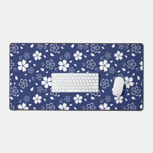 Blauw Sakura Patroon Bureaumat (Keyboard & Muis)