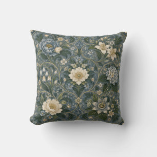 Blauw Salie Bloemschilderij Tuin Kussen