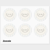 Blauw & Salie Gestreepte Monogram Bruiloft Ronde Sticker (Vel)