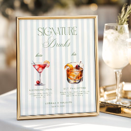 Blauw Salie Groen Signature Dranken Bar Huwelijk B Poster