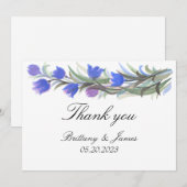 Blauw salie groen wilde bloemen bruiloft bedankkaart (Voorkant / Achterkant)