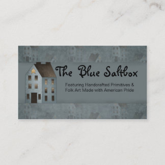 Blauw Saltbox Primitive Country Visitekaartje